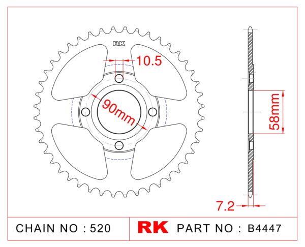 Sprocket Rear RK-B4447-33 JTR272 Afam 10218