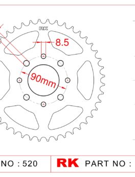 Sprocket Rear RK-B4448-44 JTR273 Afam 10221