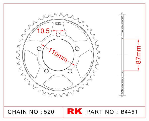 Sprocket Rear RK-B4451-49 JTR823 Afam 14405