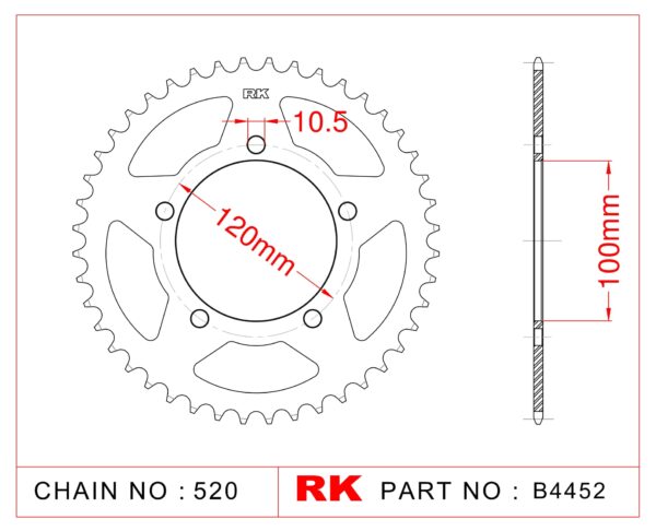 Sprocket Rear RK-B4452-40 JTR703 AFAM 35801