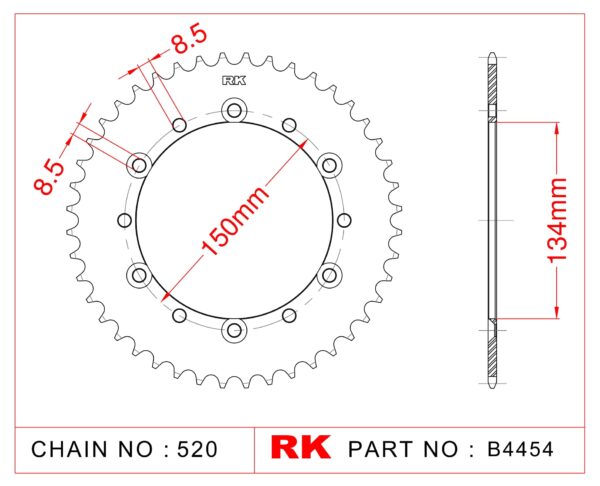 Sprocket Rear RK-B4454-48 JTR460 Afam 16204