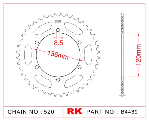 Sprocket Rear RK-B4489-39 JTR846 Afam 12304