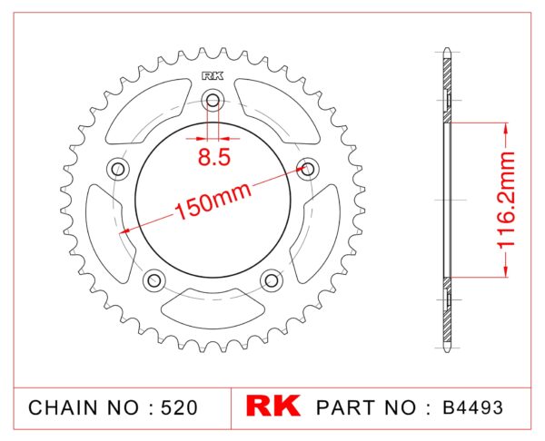 Sprocket Rear RK-B4493-42 JTR28 Afam 35306