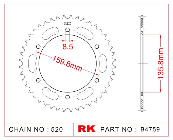 Sprocket Rear RK B4759-40 JTR 540 JTR 005-40