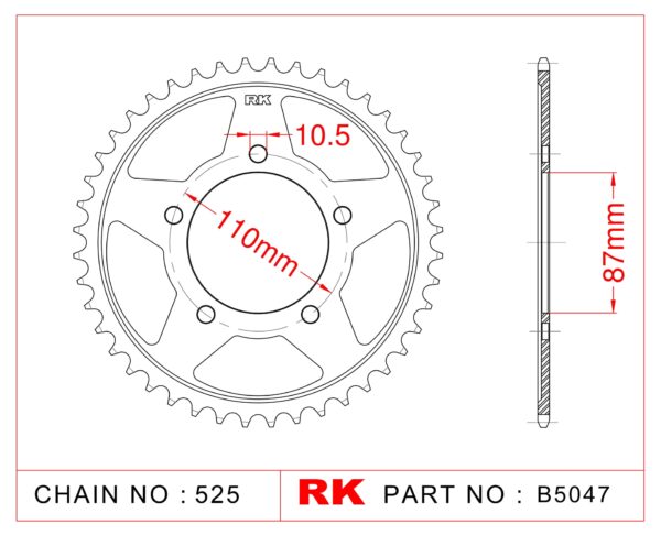 Sprocket Rear RK-B5047-46 JTR807 Afam 14404