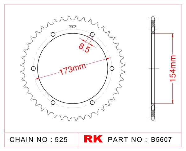 Sprocket Rear RK-B5607-43 Afam 35803