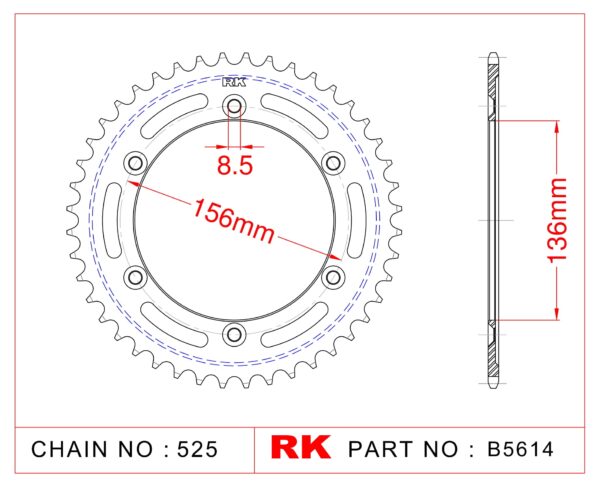 Sprocket Rear RK-B5614-43 JTR1791 Afam 14506