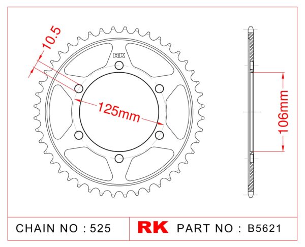 Sprocket Rear RK-B5621-47 JTR2014 Afam 86605