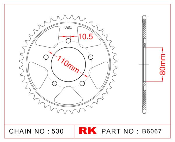 Sprocket Rear RK-B6067-44 JTR1334 Afam 10405