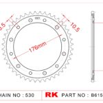 Sprocket Rear RK-B6151-43 JTR1340 Afam 10607