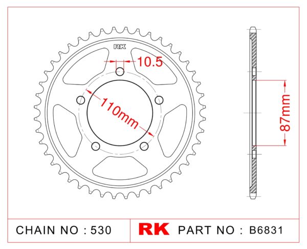 Sprocket Rear RK-B6831-42 JTR829 Afam 14601