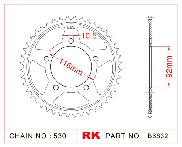 Sprocket Rear RK-B6832-42 JTR1493 Afam 16900