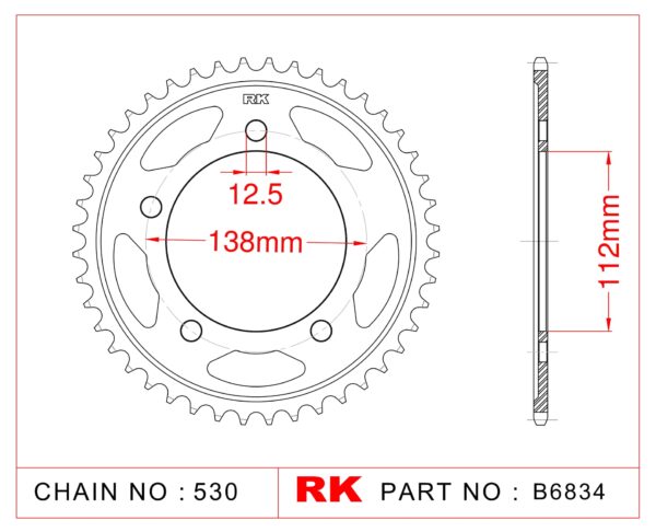 Sprocket Rear RK-B6834-39 JTR302 Afam 10508