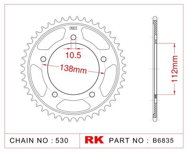Sprocket Rear RK-B6835-48 JTR1871 Afam 12607