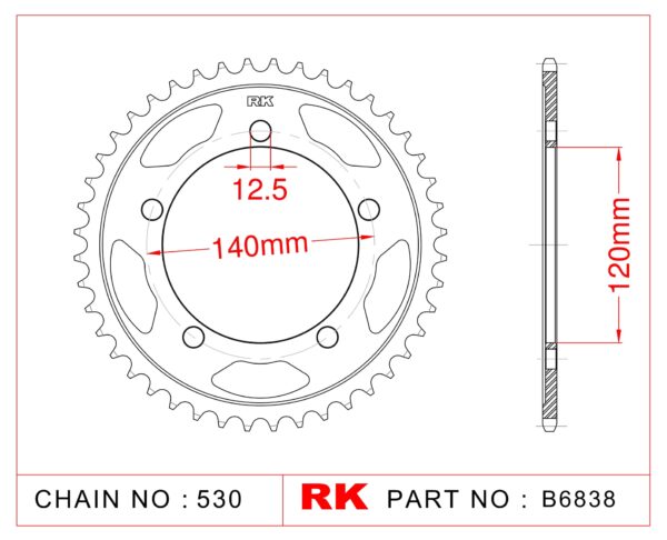 Sprocket Rear RK-B6838-43 JTR1797 Afam 14911