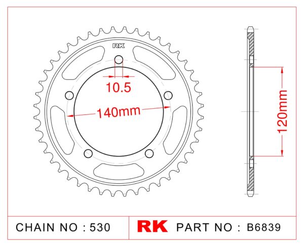 Sprocket Rear RK-B6839-42 JTR1800 Afam 86603