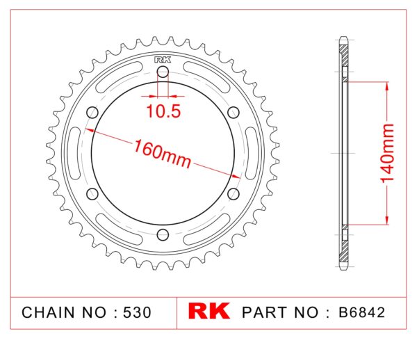 Sprocket Rear RK-B6842-45 JTR502 Afam 16701