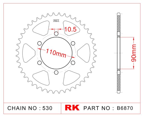 Sprocket Rear RK-B6870-33 JTR850 Afam 12600