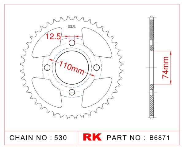 Sprocket Rear RK-B6871-36 JTR854 Afam 12401