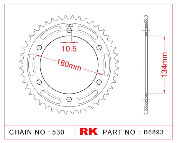 Sprocket Rear RK-B6893-42 JTR1306 Afam 10616