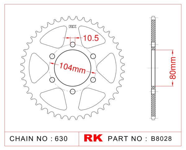 Sprocket Rear RK-B8028-46 JTR501 Afam 16601