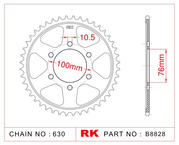 Sprocket Rear RK-B8828-42 JTR818 Afam 14600