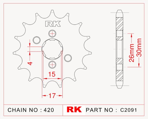 Sprocket Front RK-C2091-15  JTF252-15 AFAM 20104