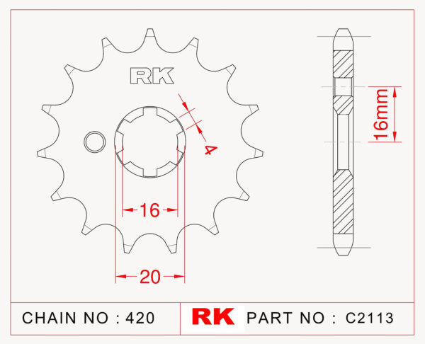 Sprocket Front RK-C2113-14 JTF546 Afam 30100
