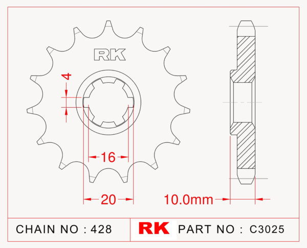Sprocket Front RK-C3025-14 JTF410 Afam 22205