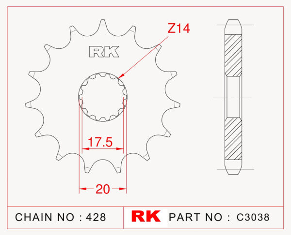 Sprocket Front RK-C3038-16 JTF558 Afam 21202