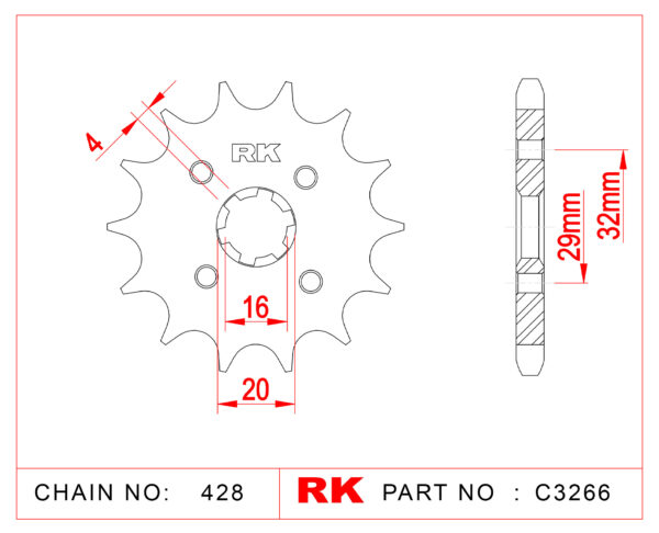 Sprocket Front RK-C3266-14 JTF1425 JTF425