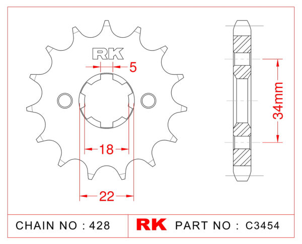 Sprocket Front RK-C3454-14 Afam 21209