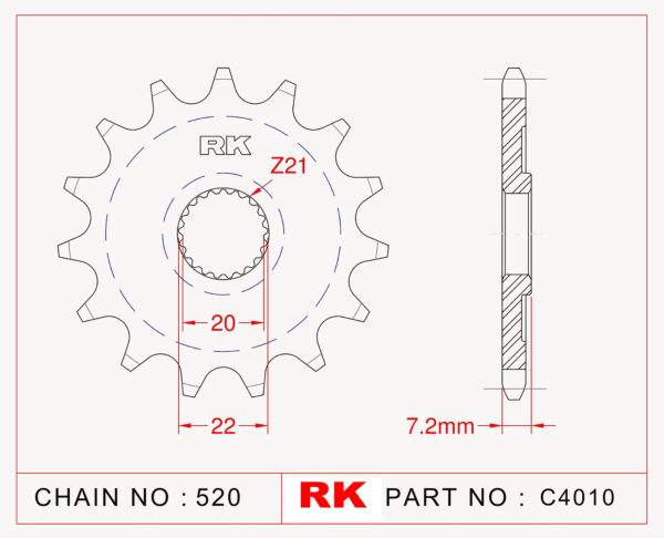 Sprocket Front RK-C4010-14 JTF1323 Afam 20210