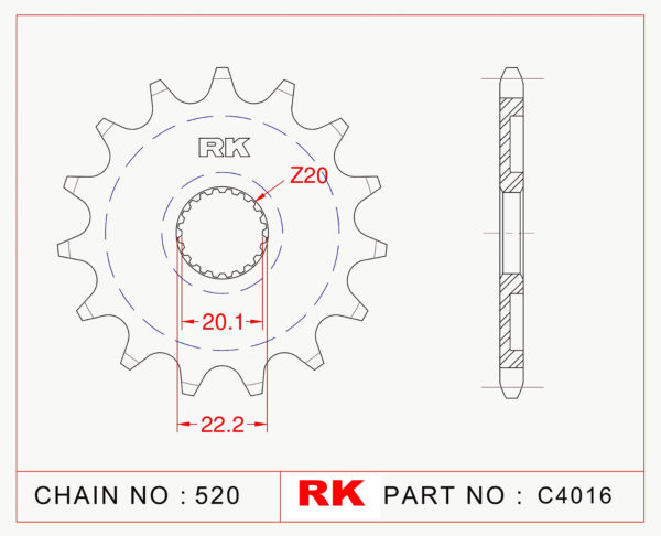 Sprocket Front RK-C4016-13 JTF1590 Afam 21309
