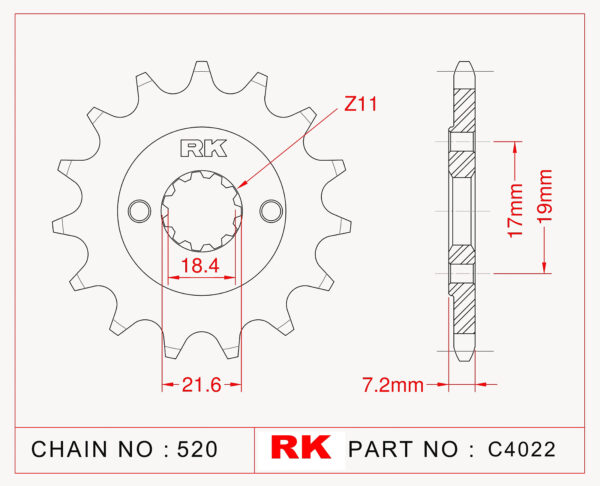 Sprocket Front RK-C4022-13 JTF1321 Afam 20320
