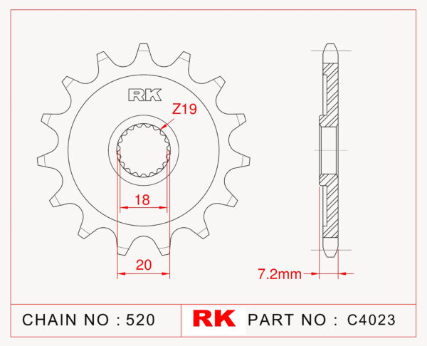 Sprocket Front RK-C4023-13 JTF326 Afam 20206