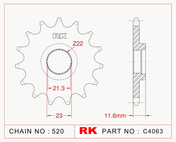Sprocket Front RK-C4063-14 JTF583 Afam 21307