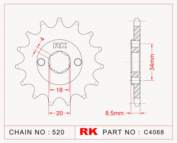 Sprocket Front RK-C4068-14 JTF270 Afam 20317