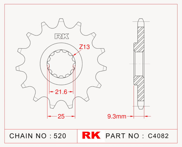 Sprocket Front RK-C4082-14 JTF1539 Afam 24502