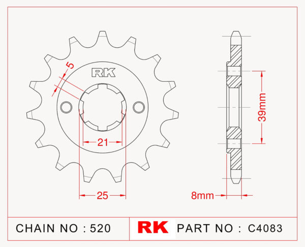 Sprocket Front RK-C4083-14 JTF1041 Afam 76201