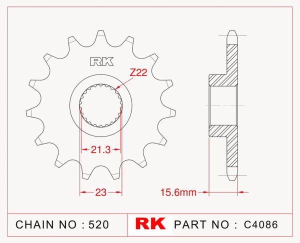 Sprocket Front RK-C4086-14 JTF577 Afam 21504