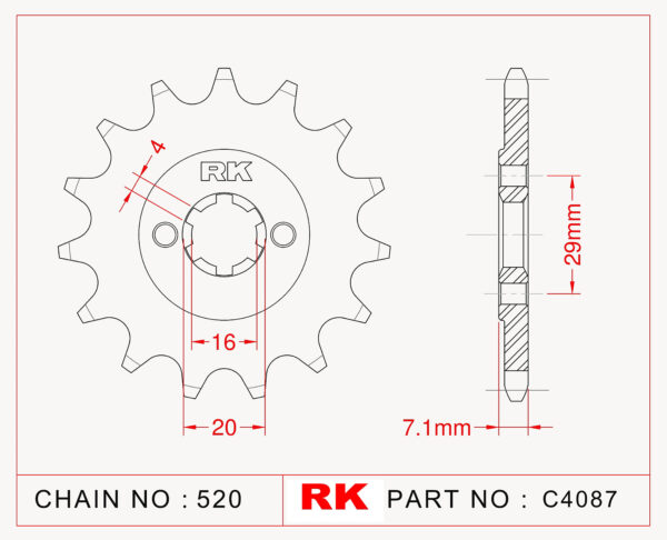 Sprocket Front RK-C4087-15 JTF1408 Afam 22305
