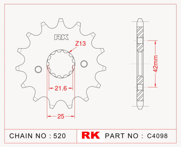 Sprocket Front RK-C4098-14 JTF436 AFAM 22304