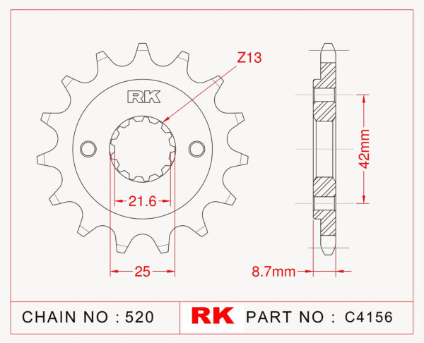 Sprocket Front RK-C4156-17 JTF512 Afam 24501