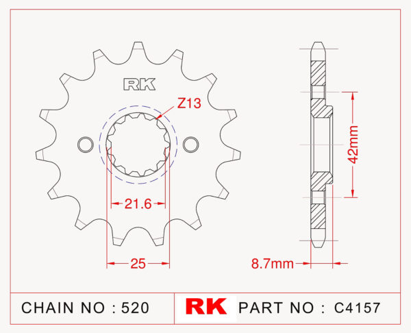 Sprocket Front RK-C4157-14 JTF516 Afam 24502