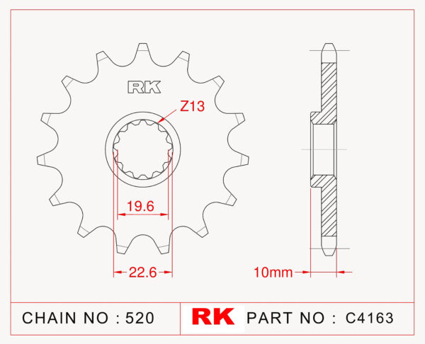Sprocket Front RK-C4163-15 JTF432 Afam 22303
