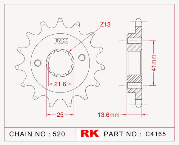 Sprocket Front RK-C4165-14 JTF1307 Afam 20517