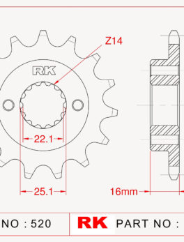 Sprocket Front RK-C4166-14 JTF736 Afam 52604