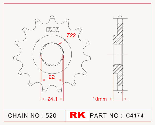 Sprocket Front RK-C4174-16 JTF402 Afam 61301