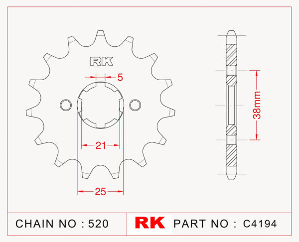 Sprocket Front RK-C4194-13 JTF1573 Afam 21308